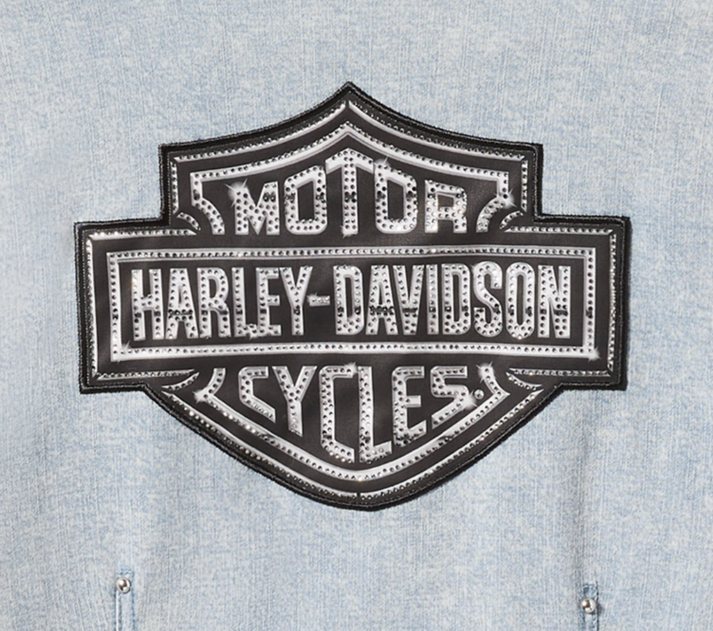 Women's Essential Bling Chambray Short Sleeve Zip Front Shirt