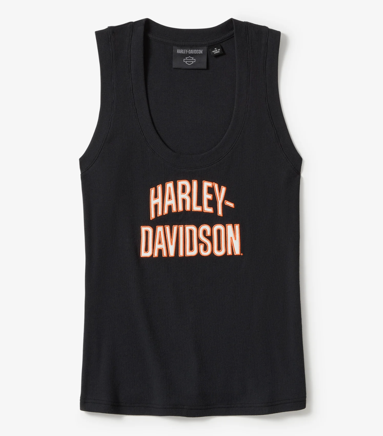 Women's Essential Arched Font Ribbed Tank - Harley Black