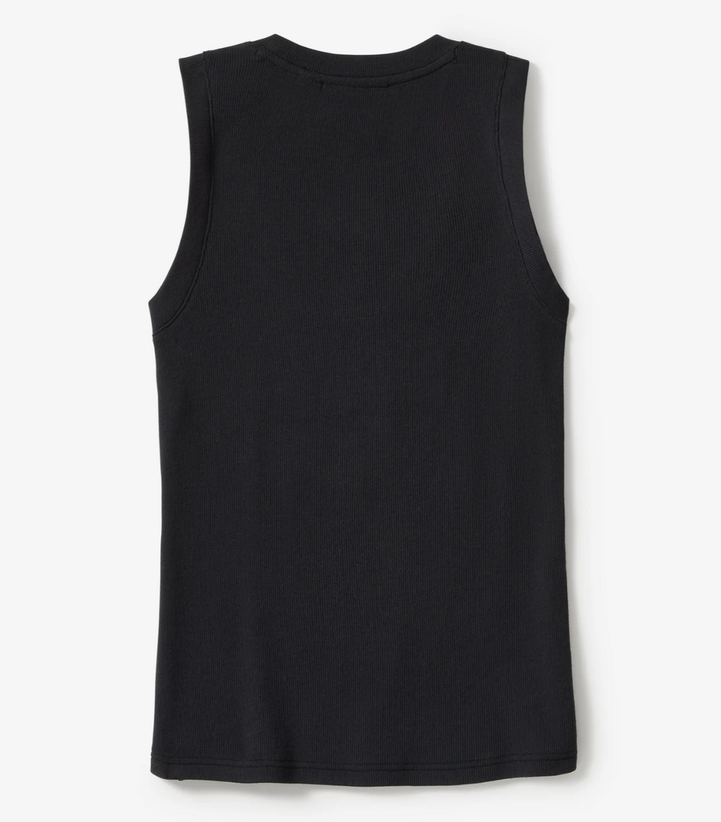 Women's Essential Arched Font Ribbed Tank - Harley Black
