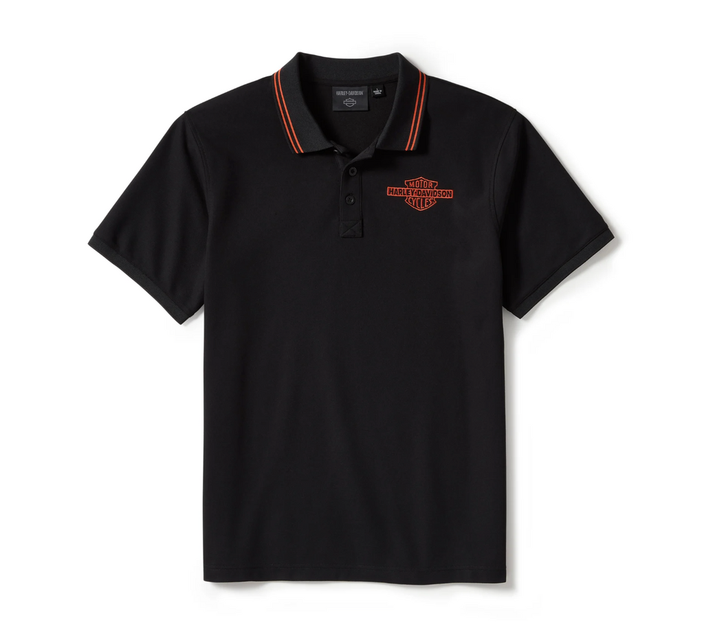Men's Bar & Shield Solid Pique Polo - Harley Black
