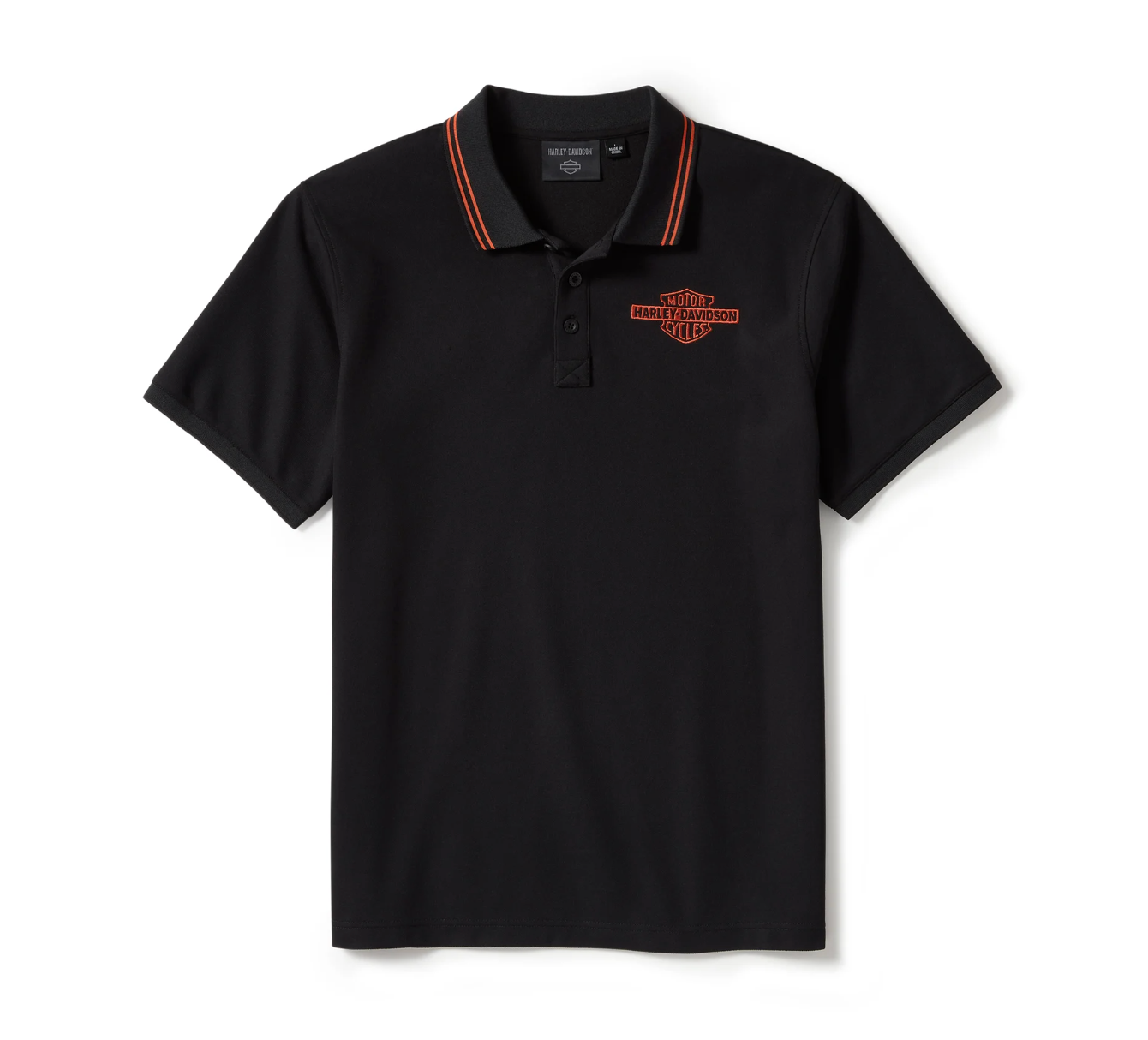 Men's Bar & Shield Solid Pique Polo - Harley Black