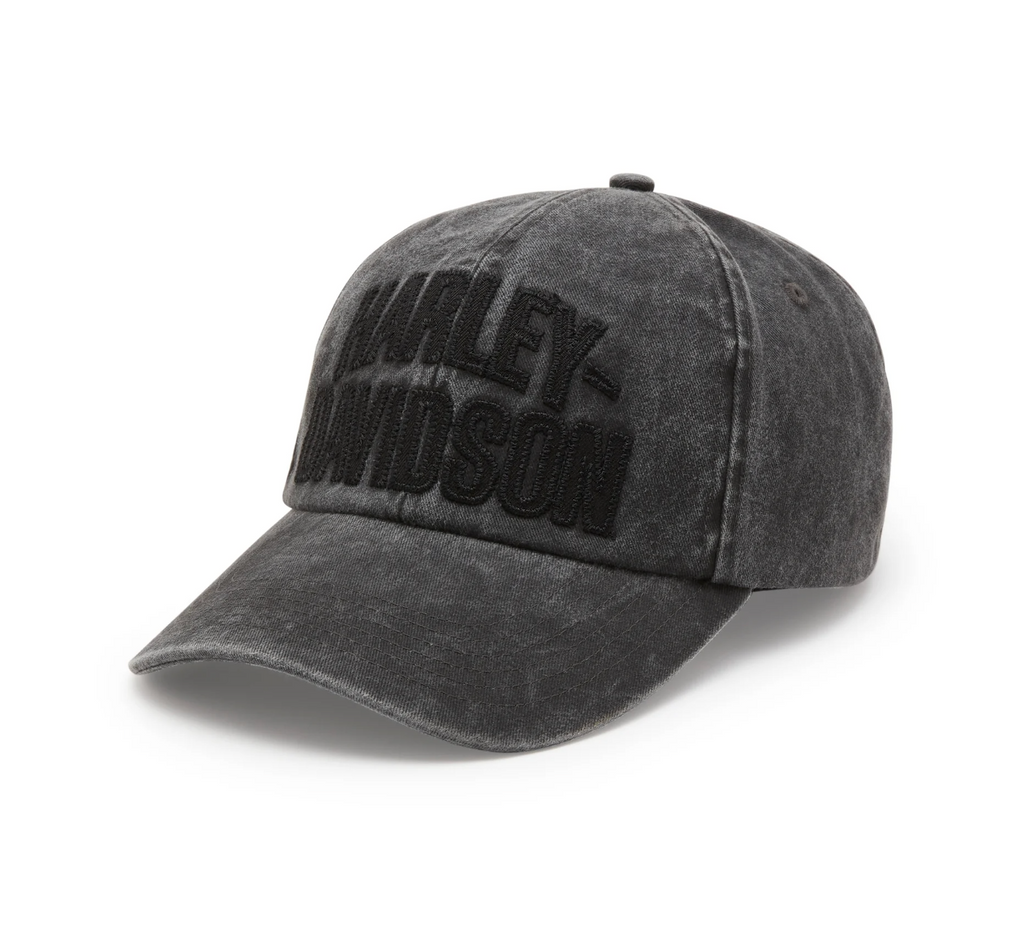 Arched Font Panhead Fitted Baseball Hat - Harley Black