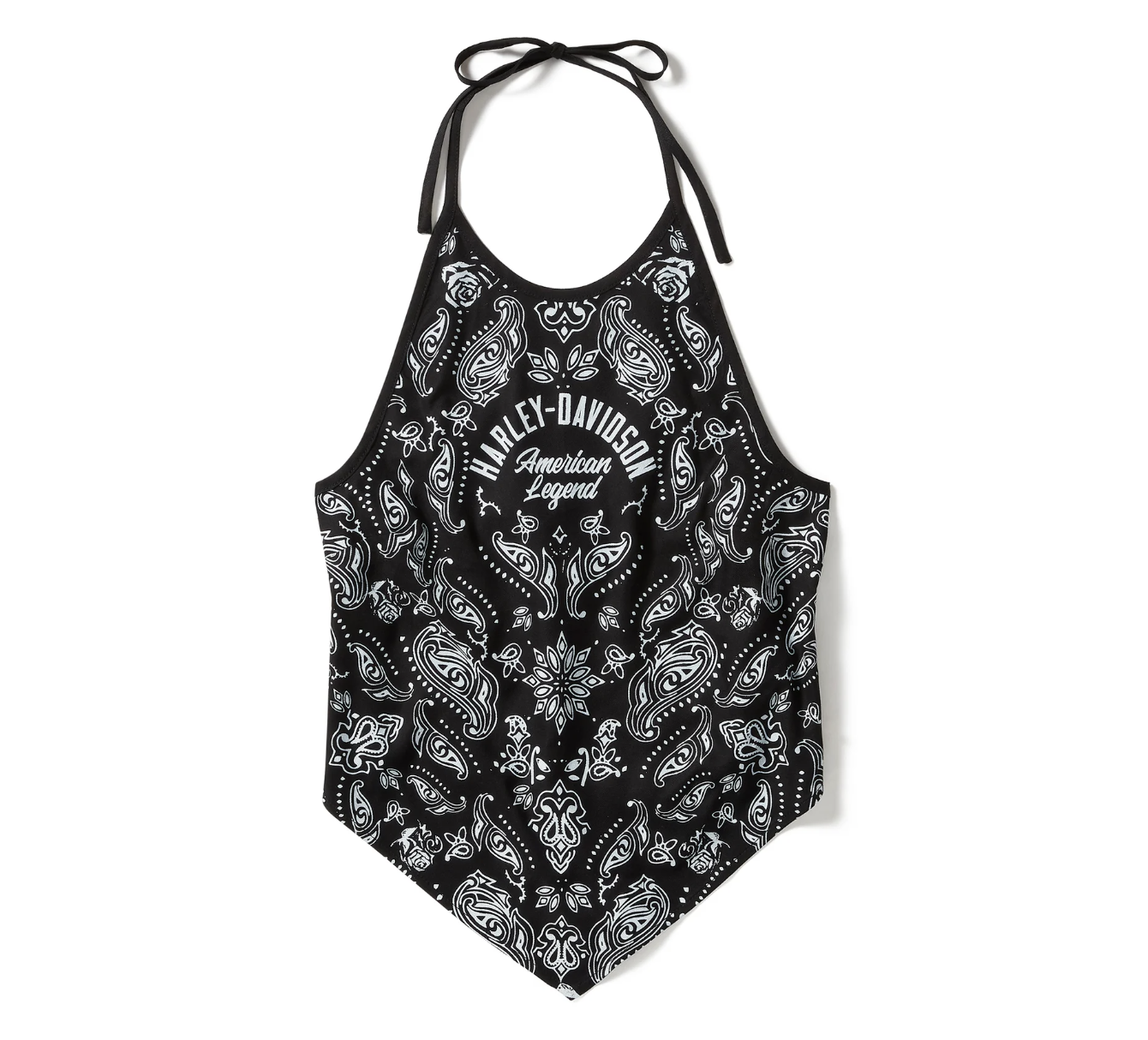 Women's Classic Paisley Bandana Halter - Harley Black & White