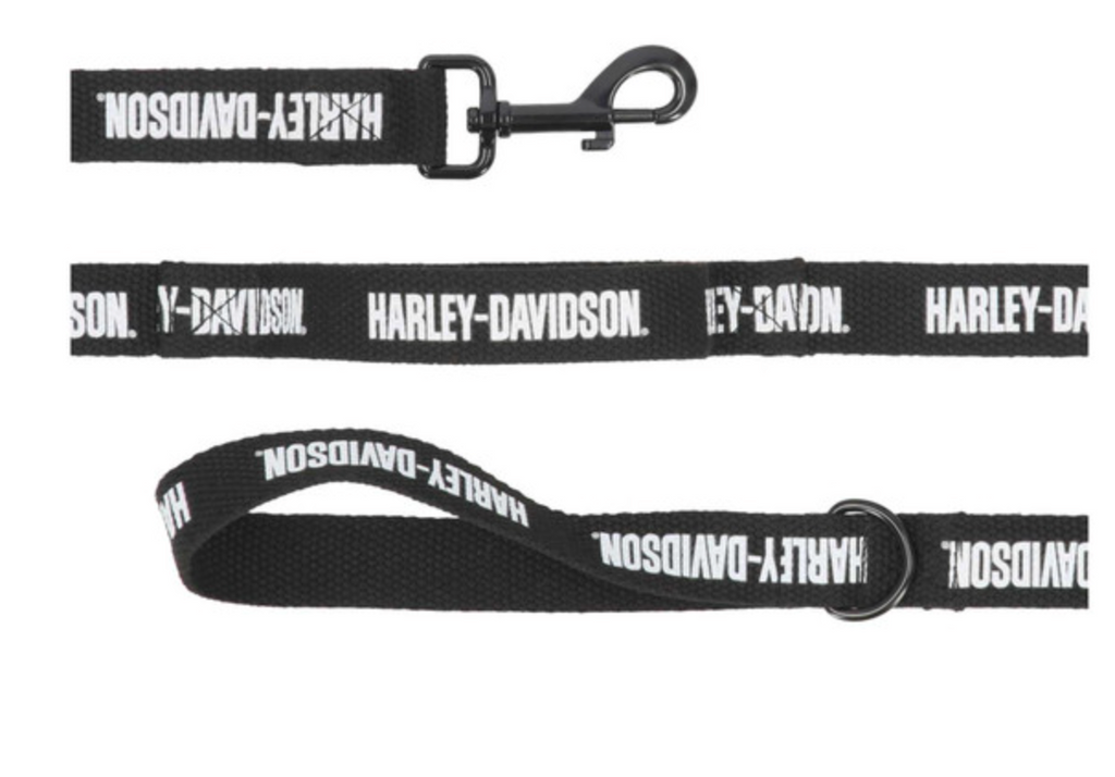 Harley-Davidson® Cotton Webbing H-D Text Pet Dog Leash w/Grab Handle – Black