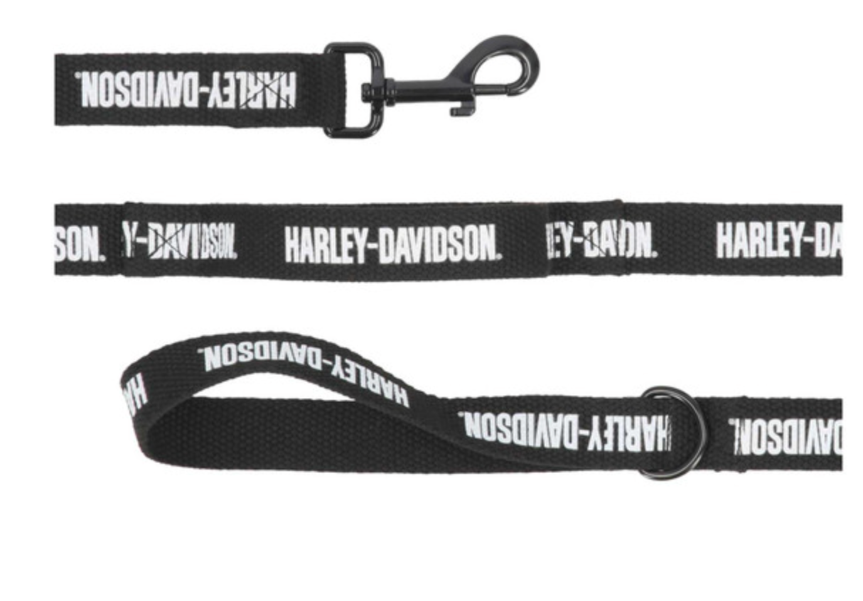 Harley-Davidson® Cotton Webbing H-D Text Pet Dog Leash w/Grab Handle – Black