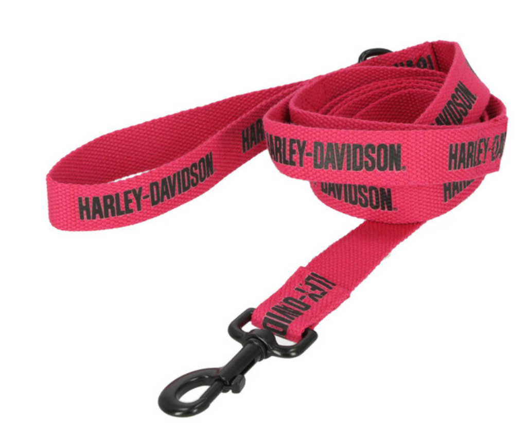Harley-Davidson® Cotton Webbing H-D Text Pet Dog Leash w/Grab Handle – Pink