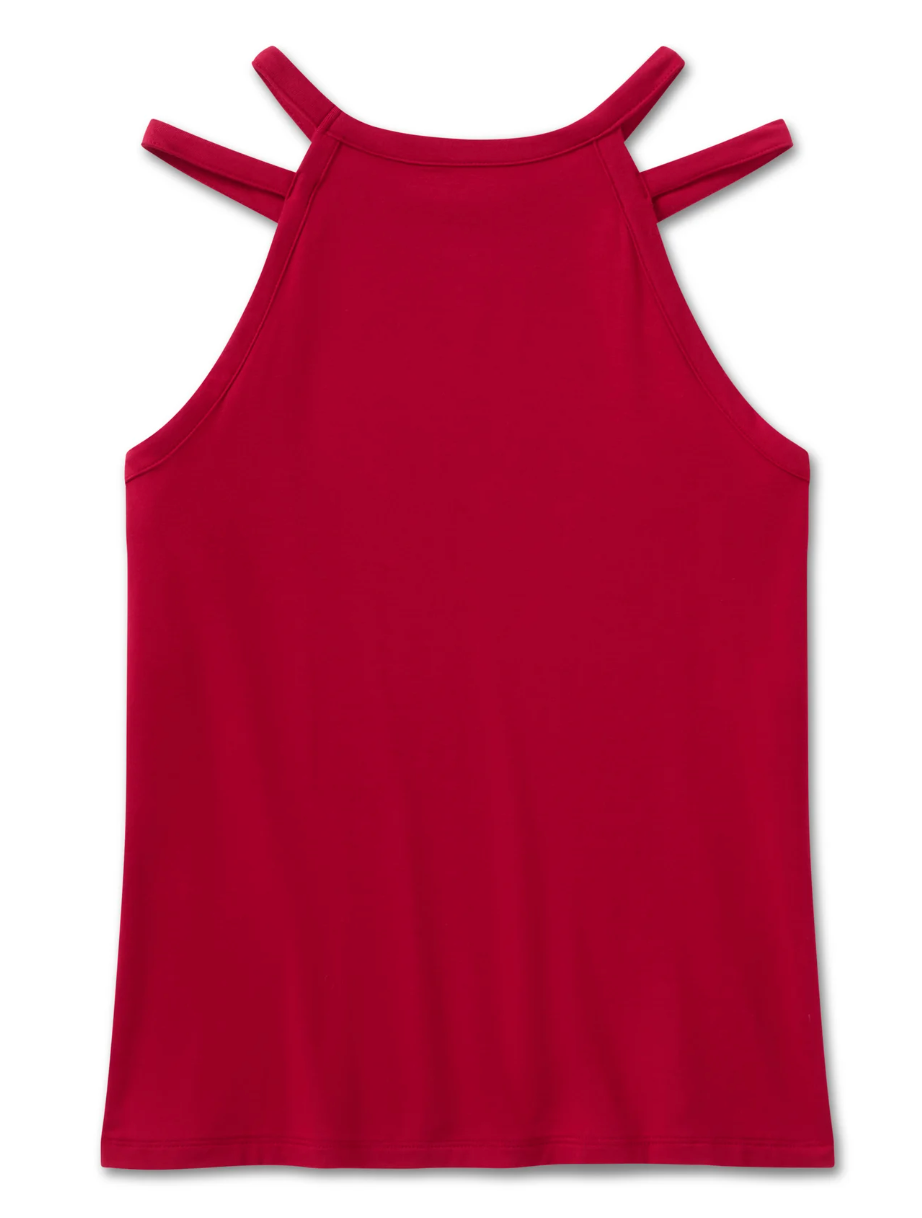 Women's Bling Spades Strappy High Neck Tank - Chili Pepper