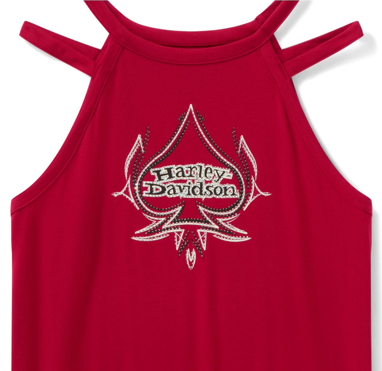 Women's Bling Spades Strappy High Neck Tank - Chili Pepper