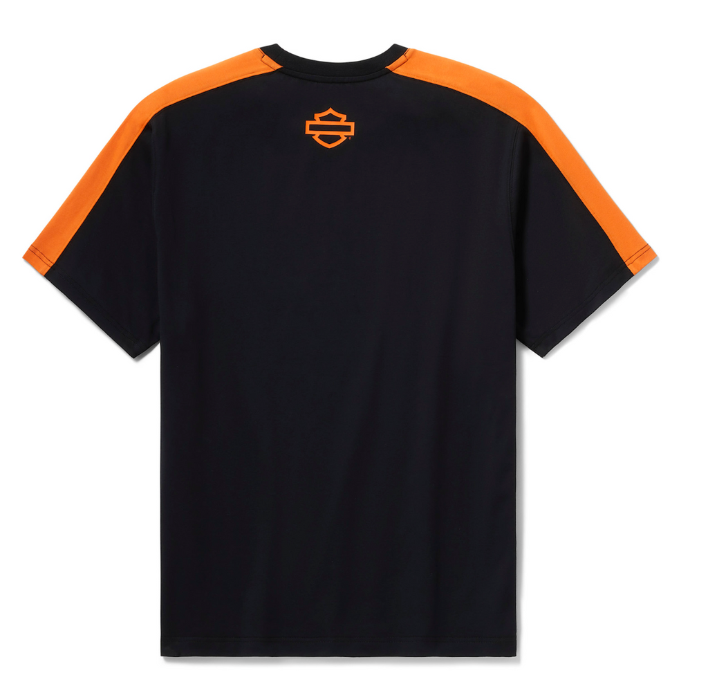 Men's H-D® TECH Coolmax® Tee - Colorblock - Harley Black & Harley Orange