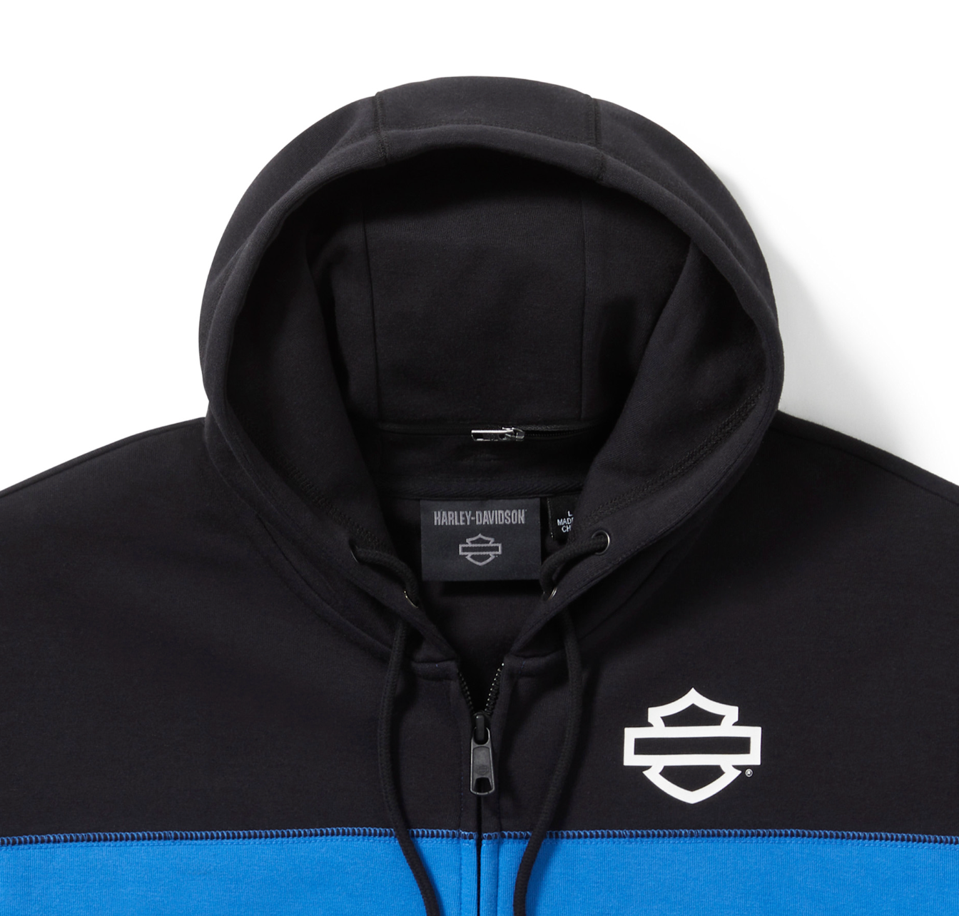 Men's H-D® TECH Gaiter Full Zip - Colorblock - Nebulas Blue & Harley Black