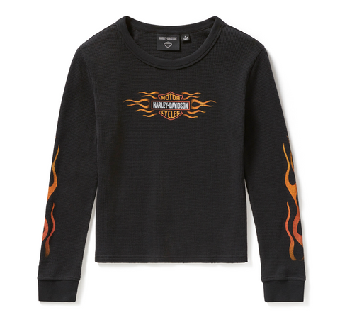 Women's Vintage Flames Knit Top - Harley Black