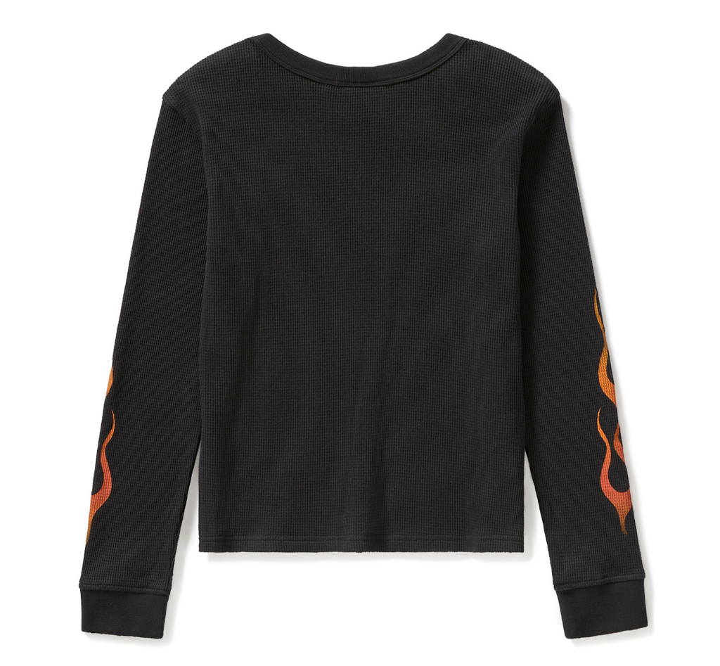 Women's Vintage Flames Knit Top - Harley Black