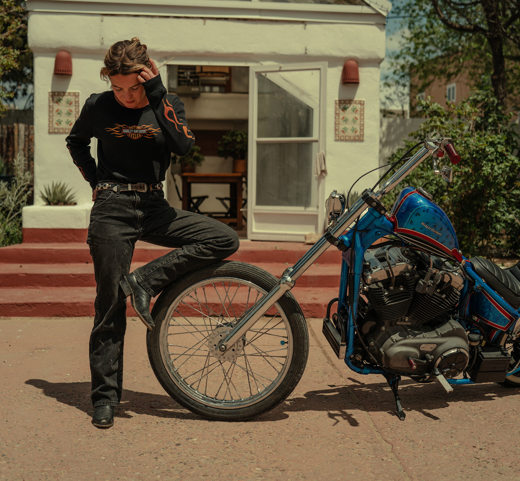 Women's Vintage Flames Knit Top - Harley Black