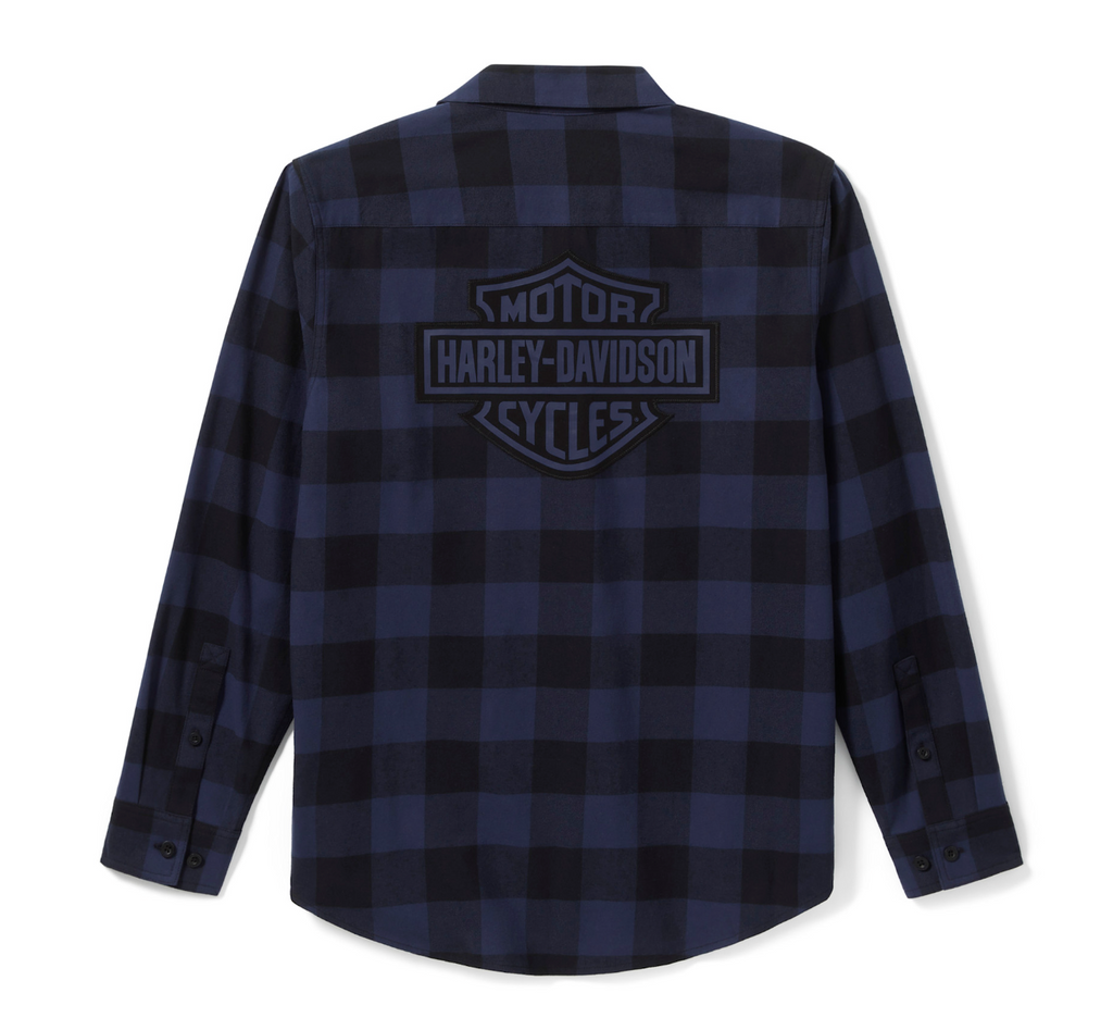 Men's Bar & Shield Buffalo Check Flannel - Plaid - Mood Indigo/Harley Black