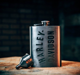 Harley-Davidson® Embossed H-D Flask, Matte Black Stainless Steel - 8 oz.