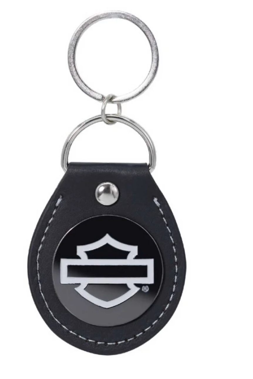 Harley-Davidson® Silhouette Bar & Shield Logo Vinyl Fob Key Chain - Black & Gray