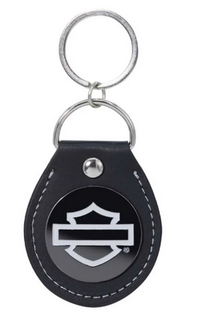 Harley-Davidson® Silhouette Bar & Shield Logo Vinyl Fob Key Chain - Black & Gray