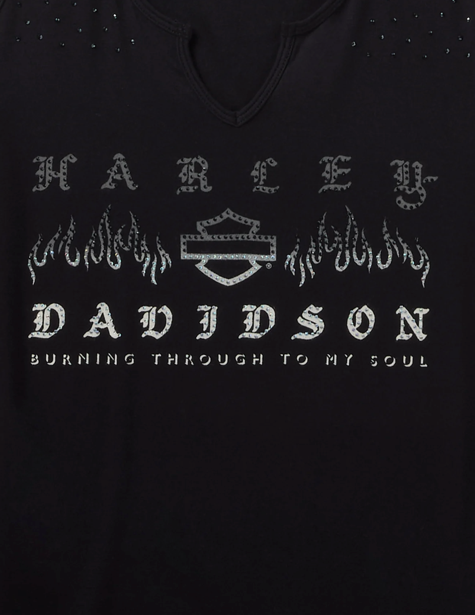 Women's Bling H-D® Slow Burn Notch Neck Tank - Harley Black