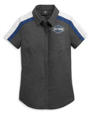 Harley-Davidson® Women's Bar & Shield Stripe Shoulder Shirt - Asphalt Grey