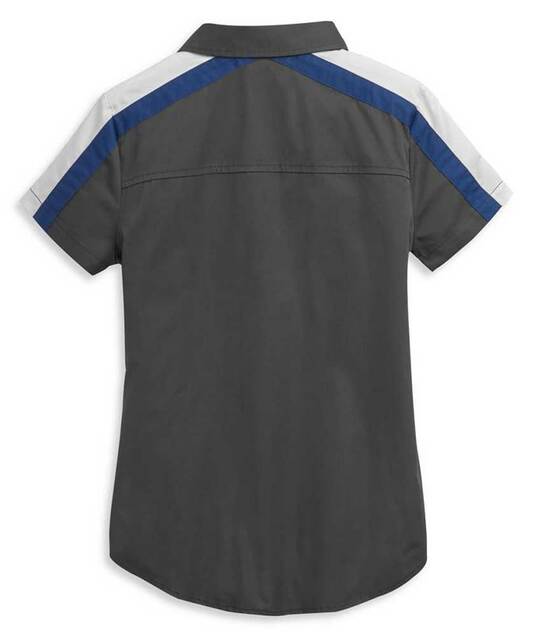 Harley-Davidson® Women's Bar & Shield Stripe Shoulder Shirt - Asphalt Grey