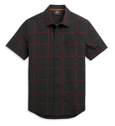 Harley-Davidson Men's Windowpane Four Way Stretch Logo Performance Shirt