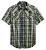 Harley-Davidson® Men's Snap-Front Plaid Short Sleeve Shirt, Custom Slim Fit.