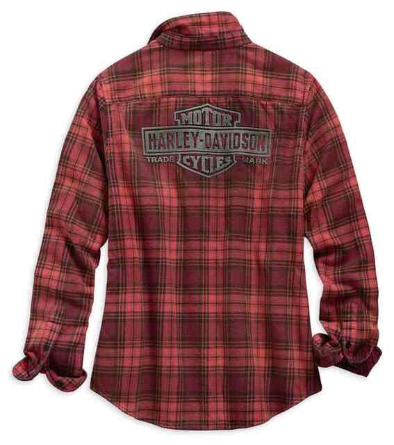 Harley-Davidson® Women's Laser Cut Logo Plaid Shirt