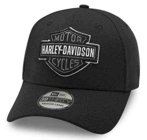 Harley-Davidson® Men's Tonal B&S Logo 39THIRTY® Baseball Cap - Black