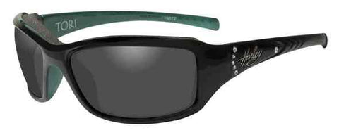 Harley-Davidson® Women's Tori Gasket Sunglasses, Black/Green Stones Frame HATOR01