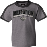 Harley-Davidson Rust Badge Youth Ringer T-Shirt Grey With Store Back Print