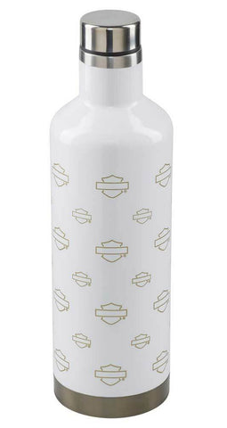 Harley-Davidson® Repeat Silhouette Bar & Shield Water Bottle - White & Gold